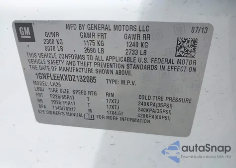 2013 Chevrolet Equinox 1Lt from USA, damaged, VIN 1GNFLEEKXDZ132085